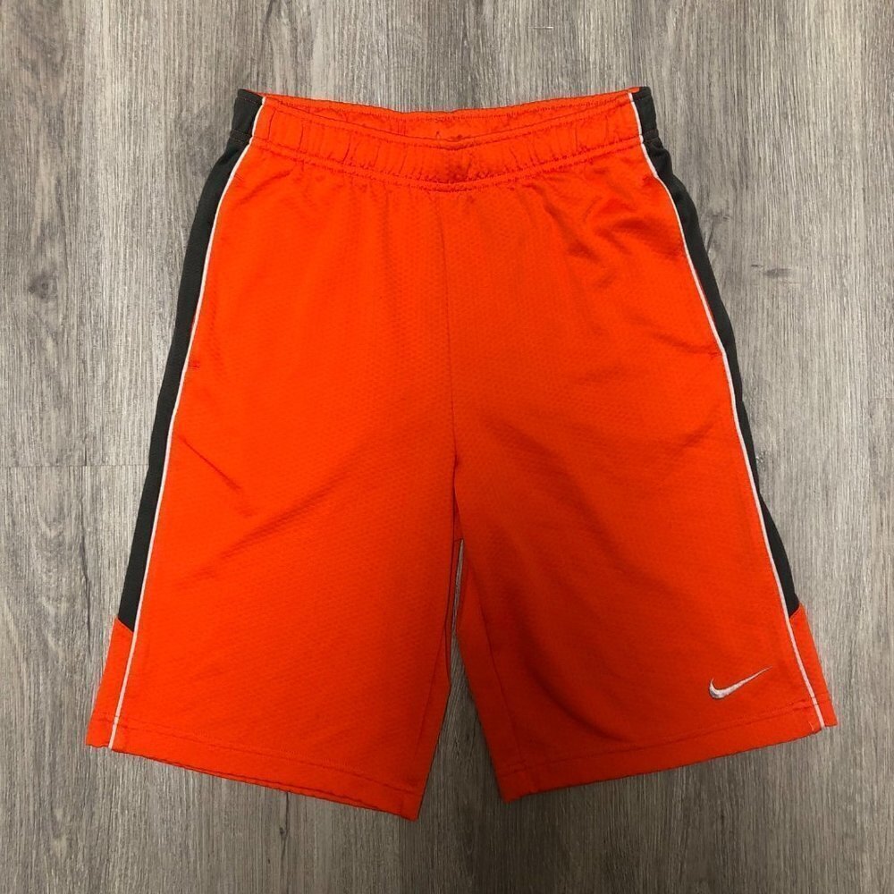 Nike Dri Fit Boys Size Large Shorts Orange Gray Athletic Gym Basketball Shorts